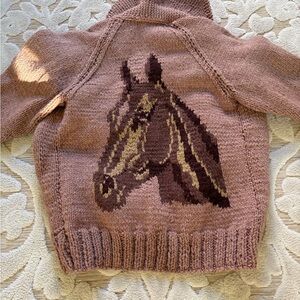 Vintage wool Knit Sweater with Horseshoe Design